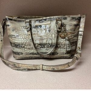 Limited Edition! Brahmin Tan and Black Croc-Embossed Tote